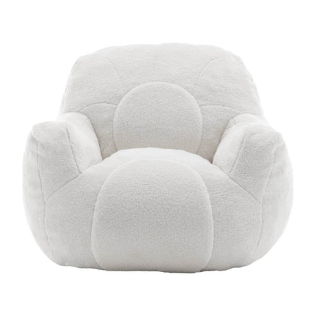 Plush White Teddy Foam Bean Bag Chair - Sleep Galleria