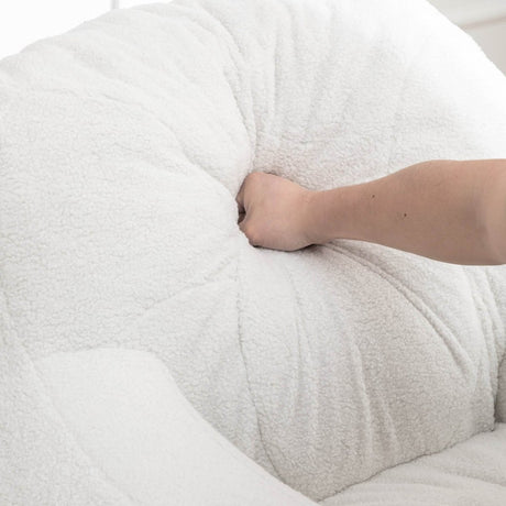 Plush White Teddy Foam Bean Bag Chair - Sleep Galleria