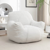 Plush White Teddy Foam Bean Bag Chair - Sleep Galleria