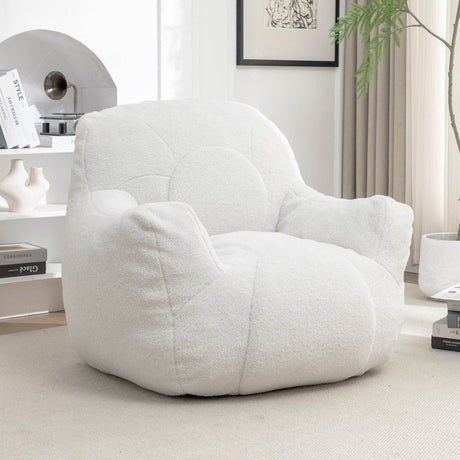 Plush White Teddy Foam Bean Bag Chair - Sleep Galleria