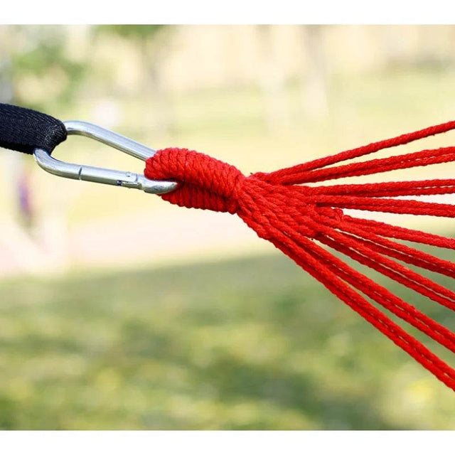 Portable Outdoor Hammock for Garden, Balcony & Backyard - Breathable Anti-Rollover Design, Stable Knots, Blue & Green Striped Fa - Omega Lifestyles