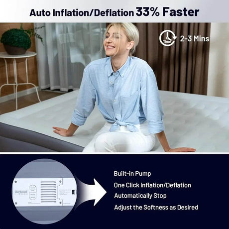 PVC-Free Air Mattress Queen with Built-in Pump, One Button Inflation and Auto Stop, 720 LB Support Airtight Airbed, 1 - Omega Lifestyles