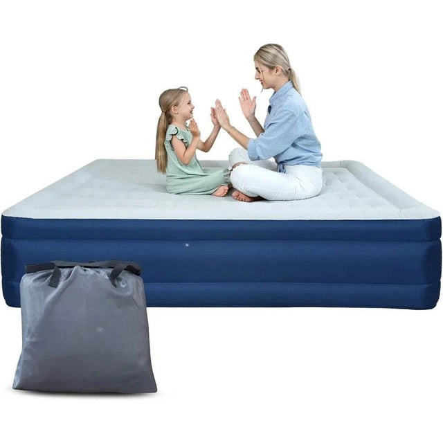 PVC-Free Air Mattress Queen with Built-in Pump, One Button Inflation and Auto Stop, 720 LB Support Airtight Airbed, 1 - Omega Lifestyles