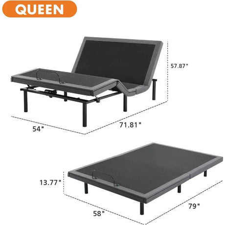 Queen Adjustable Bed Frame, Ergonomic Electric Bed Base with Wireless Remote and 2 USB Ports, Head and Foot Incline - Omega Lifestyles