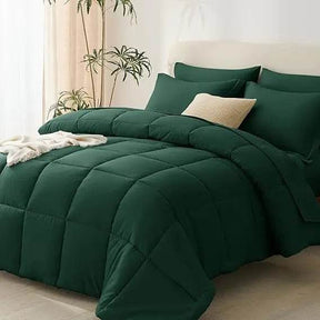 Queen Bed in a Bag 7 Pieces Bed in a Bag Dark Gray Queen Comforter Set Bedding Bed Set for All Season with Comforter, Flat Shee - Omega Lifestyles