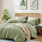 Queen Comforter Set - 7 Pieces Sage Green Soft Bed in a Bag Queen with Fitted Sheet, Flat Sheet, 2 Pillow Shams, and 2 Pillowca - Omega Lifestyles