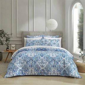 Queen size three piece quilt cover set, double sided bedding, including matching pillowcases, suitable for all seasons (blue, qu - Omega Lifestyles