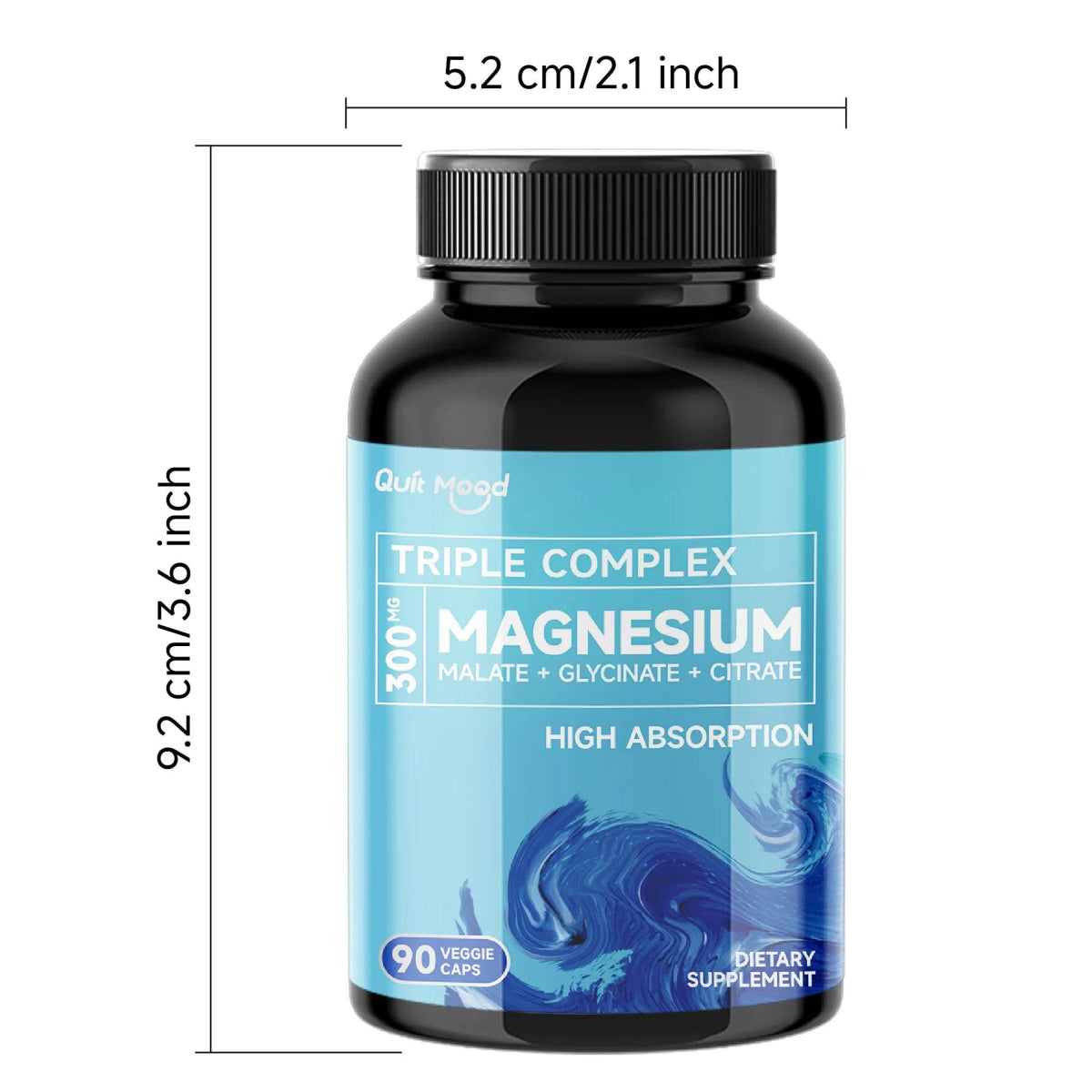 Quitmood Triple Magnesium Complex | 300mg of Magnesium Glycinate, Malate, & Citrate for Muscles, Nerves, & Energy | High Absorpt - Omega Lifestyles