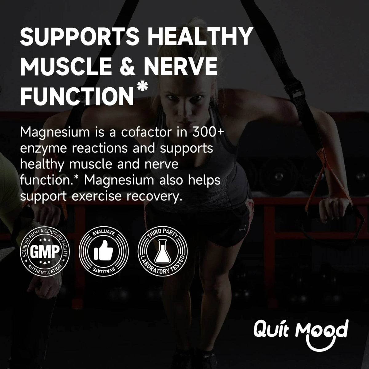 Quitmood Triple Magnesium Complex | 300mg of Magnesium Glycinate, Malate, & Citrate for Muscles, Nerves, & Energy | High Absorpt - Omega Lifestyles