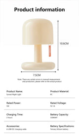 Rechargeable Mushroom Night Light Led Sunset Table Lamp USB Minimalist Desk Bedroom Bar Room Decoration Atmosphere Mood Light - Sleep Galleria