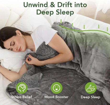 Sherpa Fleece Weighted Blanket for Adult, 15 lbs Heavy Fuzzy Throw Blanket with Soft Plush Flannel, 48x72 Inches Dual Sided Grey - Sleep Galleria