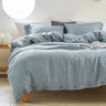 Simple&Opulence 100% Linen 3Pcs Bedding Set Natural Flax Breathable King Size with Coconut Button Comforter Duvet Cover Set - Sleep Galleria
