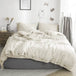 Simple&Opulence 100% Linen 3Pcs Bedding Set Natural Flax Breathable King Size with Coconut Button Comforter Duvet Cover Set - Sleep Galleria