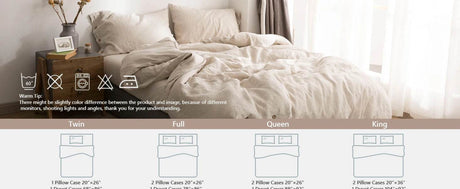 Simple&Opulence 100% Linen 3Pcs Bedding Set Natural Flax Breathable King Size with Coconut Button Comforter Duvet Cover Set - Sleep Galleria
