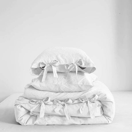 Simple&Opulence 100% Linen Bedding Set 3Pcs Natural Flax Breathable King Size with Tie Closure Pillowcase Duvet Cover Sheet - Sleep Galleria