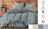Simple&Opulence 100% Linen Bedding Set 3Pcs Natural Flax Breathable King Size with Tie Closure Pillowcase Duvet Cover Sheet - Sleep Galleria