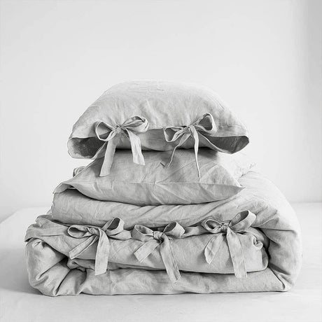 Simple&Opulence 100% Linen Bedding Set 3Pcs Natural Flax Breathable King Size with Tie Closure Pillowcase Duvet Cover Sheet - Sleep Galleria