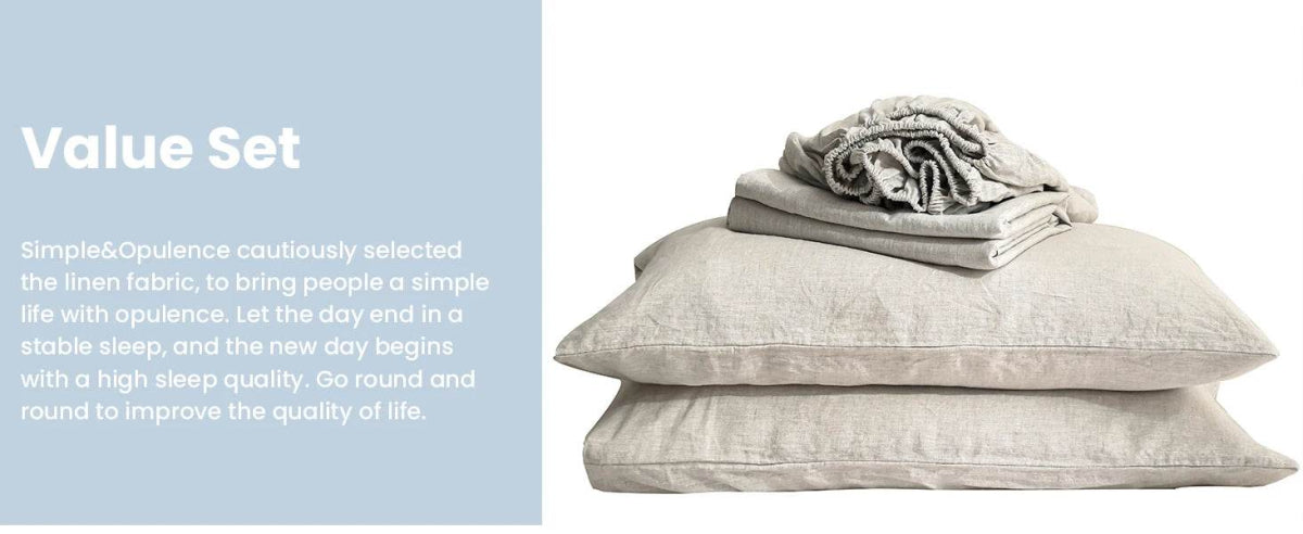 Simple&Opulence 3/4 Pcs 100% Bed Linen Sheet Set Basic Style Washed Natural French Flax Soft Breathable Comforter Sheets Sets - Sleep Galleria