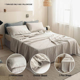 Simple&Opulence 3/4 Pcs 100% Bed Linen Sheet Set Basic Style Washed Natural French Flax Soft Breathable Comforter Sheets Sets - Sleep Galleria
