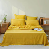 Simple&Opulence 3/4 Pcs 100% Bed Linen Sheet Set Basic Style Washed Natural French Flax Soft Breathable Comforter Sheets Sets - Sleep Galleria