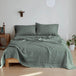 Simple&Opulence 3/4 Pcs 100% Bed Linen Sheet Set Embroidery Washed Natural French Flax Soft Breathable Comforter Sheets Sets - Sleep Galleria