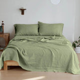 Simple&Opulence 3/4 Pcs 100% Bed Linen Sheet Set Embroidery Washed Natural French Flax Soft Breathable Comforter Sheets Sets - Sleep Galleria