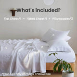 Simple&Opulence 3/4 Pcs 100% Bed Linen Sheet Set Embroidery Washed Natural French Flax Soft Breathable Comforter Sheets Sets - Sleep Galleria