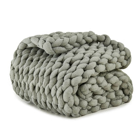 Simple&Opulence Handmade Chunky Knit Weighted Blanket for Adults, Cooling Heavy Cable Knitted Throw Blanket Home Decor for Sofa - Omega Lifestyles