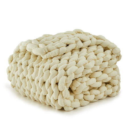 Simple&Opulence Handmade Chunky Knit Weighted Blanket for Adults, Cooling Heavy Cable Knitted Throw Blanket Home Decor for Sofa - Sleep Galleria