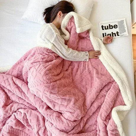 Soft Woolen Blanket for Bedding and Sofa, Warm Lamb Velvet Flannel Cover Blanket for Office, Air Conditioning and Nap - Sleep Galleria