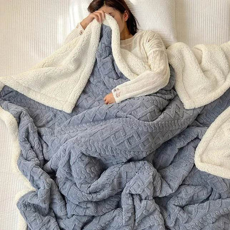 Soft Woolen Blanket for Bedding and Sofa, Warm Lamb Velvet Flannel Cover Blanket for Office, Air Conditioning and Nap - Sleep Galleria