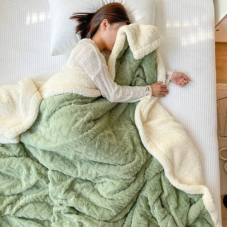 Soft Woolen Blanket for Bedding and Sofa, Warm Lamb Velvet Flannel Cover Blanket for Office, Air Conditioning and Nap - Sleep Galleria