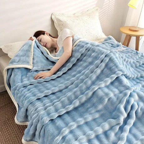 Solid Color Flannel Rabbit Fur Blanket Nap Cover Blanket Soft Sofa Blanket Coral Fleece Cover For Bedroom Manufacturer Wholesale - Sleep Galleria