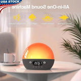 Sunrise Alarm Clock Bluetooth Speaker White Noise Machine Dual Alarms Snooze Function Dimmable Night Light Heavy Sleepers - Omega Lifestyles