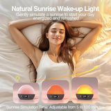 Sunrise Alarm Clock Bluetooth Speaker White Noise Machine Dual Alarms Snooze Function Dimmable Night Light Heavy Sleepers - Omega Lifestyles