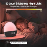 Sunrise Alarm Clock Bluetooth Speaker White Noise Machine Dual Alarms Snooze Function Dimmable Night Light Heavy Sleepers - Omega Lifestyles