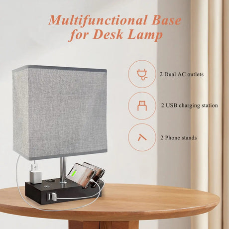 SZRSTH 15.7" Bedside Table Lamp for Bedroom, Dual Fast USB Charging Ports, Fully Dimmable Nightstand Lamps - Sleep Galleria - Sleep Galleria