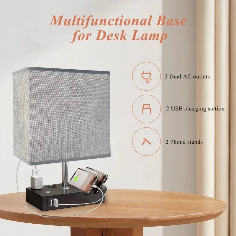 SZRSTH 15.7" Bedside Table Lamp for Bedroom, Dual Fast USB Charging Ports, Fully Dimmable Nightstand Lamps - Sleep Galleria - Sleep Galleria