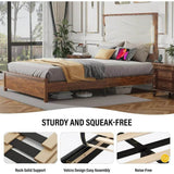 Tall Headboard Queen Bed Frame, Storage&Led Lights & Charging Station, Noise-Free/No Box Spring Needed, Metal Platform Bed Frame - Omega Lifestyles