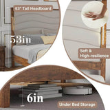 Tall Headboard Queen Bed Frame, Storage&Led Lights & Charging Station, Noise-Free/No Box Spring Needed, Metal Platform Bed Frame - Omega Lifestyles
