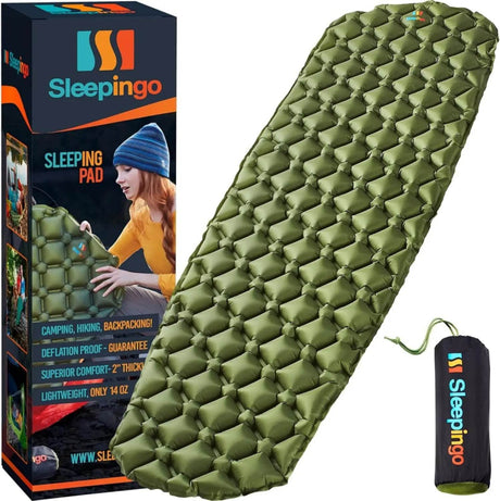 Ultralight Sleeping Pad - Inflatable Sleeping Mat for Camping, Hiking, Backpacking - 74x22 Inches Compact Air Mattress - Omega Lifestyles