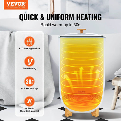 VEVOR 35L Towel Warmer Luxury Large Towel Warmer Bucket with Drying Modes & LED Screen for Bathroom Spa Bathrobe Blanket - Sleep Galleria