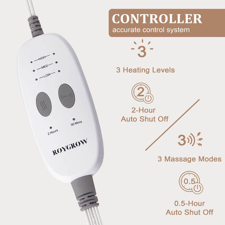 Weighted Heating Pad with Massager, Electric Heating Pad for Back with Massaging Vibration, 3 Heating Levels & 3 Massage Types - Omega Lifestyles