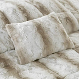 Zuri Soft Plush Comforter Set, Faux Fur Animal Stripes Design, Faux Mink On The Reverse, Modern All Season Bedding Set with Mat - Omega Lifestyles