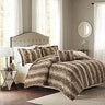 Zuri Soft Plush Comforter Set, Faux Fur Animal Stripes Design, Faux Mink On The Reverse, Modern All Season Bedding Set with Mat - Omega Lifestyles