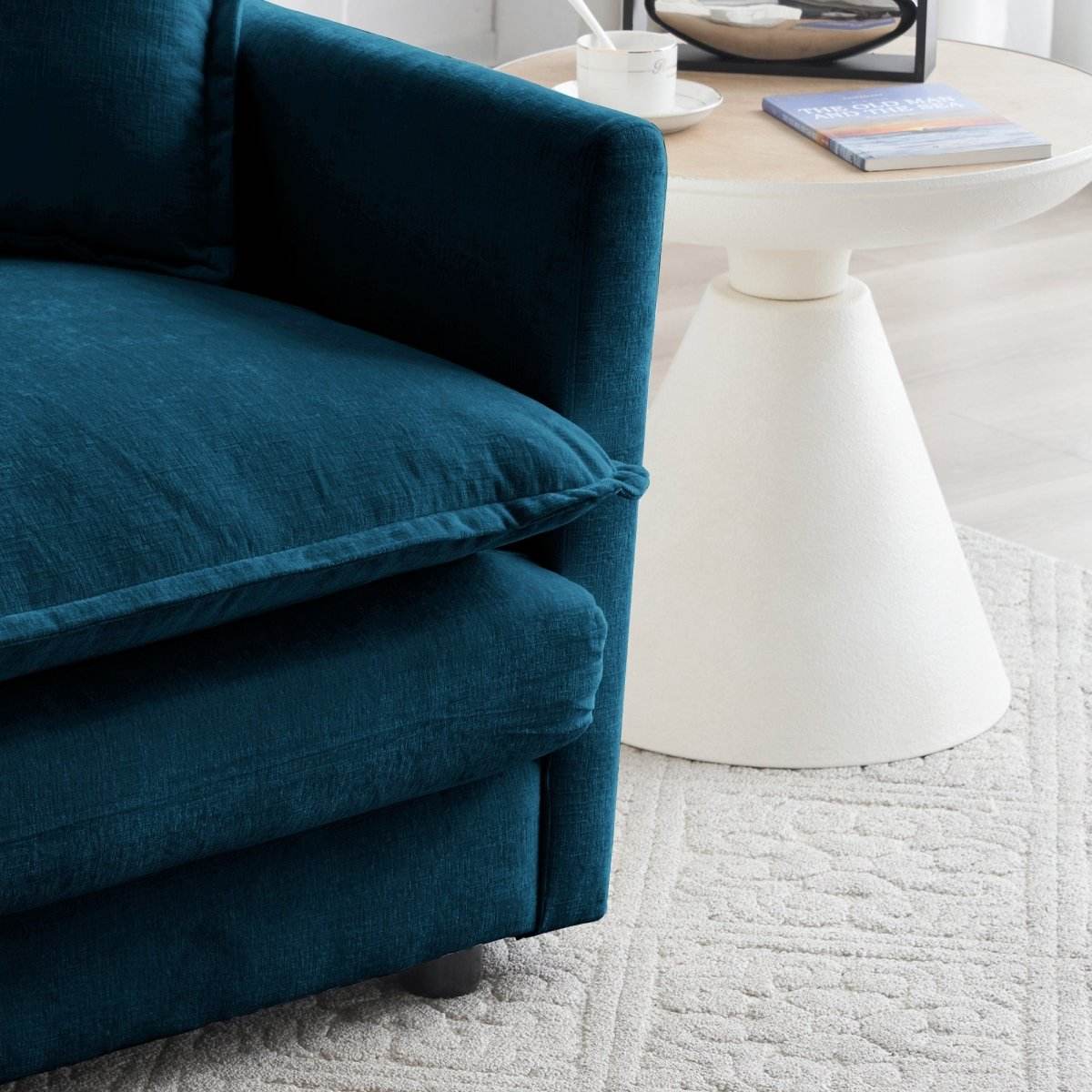 2-Piece Blue Chenille Upholstered Loveseat And Chair Set - Sleep Galleria