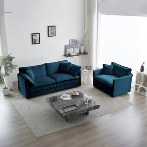 2-Piece Blue Chenille Upholstered Loveseat And Chair Set - Omega Lifestyles