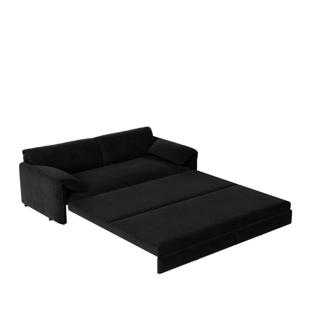 3-In-1 Convertible Velvet Queen Sleeper Sofa Bed With Storage - Omega Lifestyles