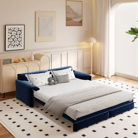 3 - In - 1 Convertible Velvet Queen Sleeper Sofa Bed With Storage - Slumberine - Omega Lifestyles