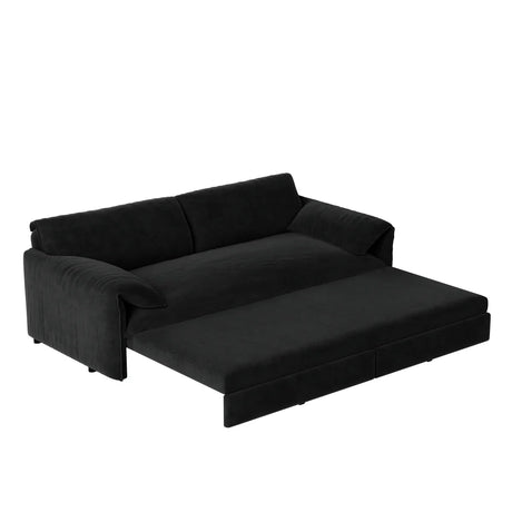 3-In-1 Convertible Velvet Queen Sleeper Sofa Bed With Storage - Omega Lifestyles